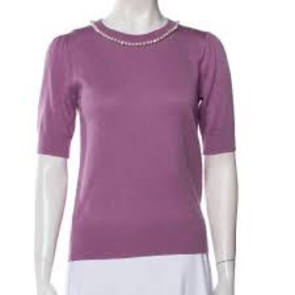 NWOT  Lavender Pearl-Trim Sweater.